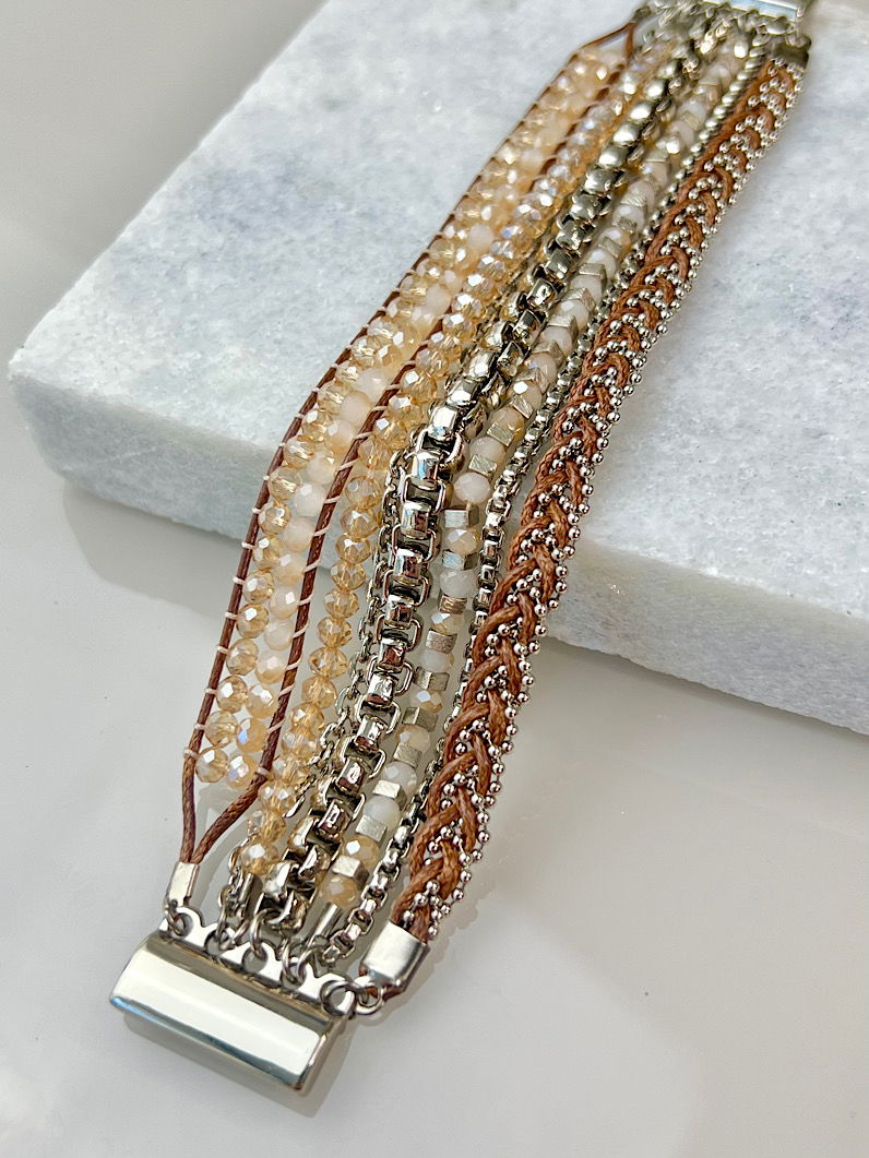 Pulseira Imã Chan Luu Cristais Prata