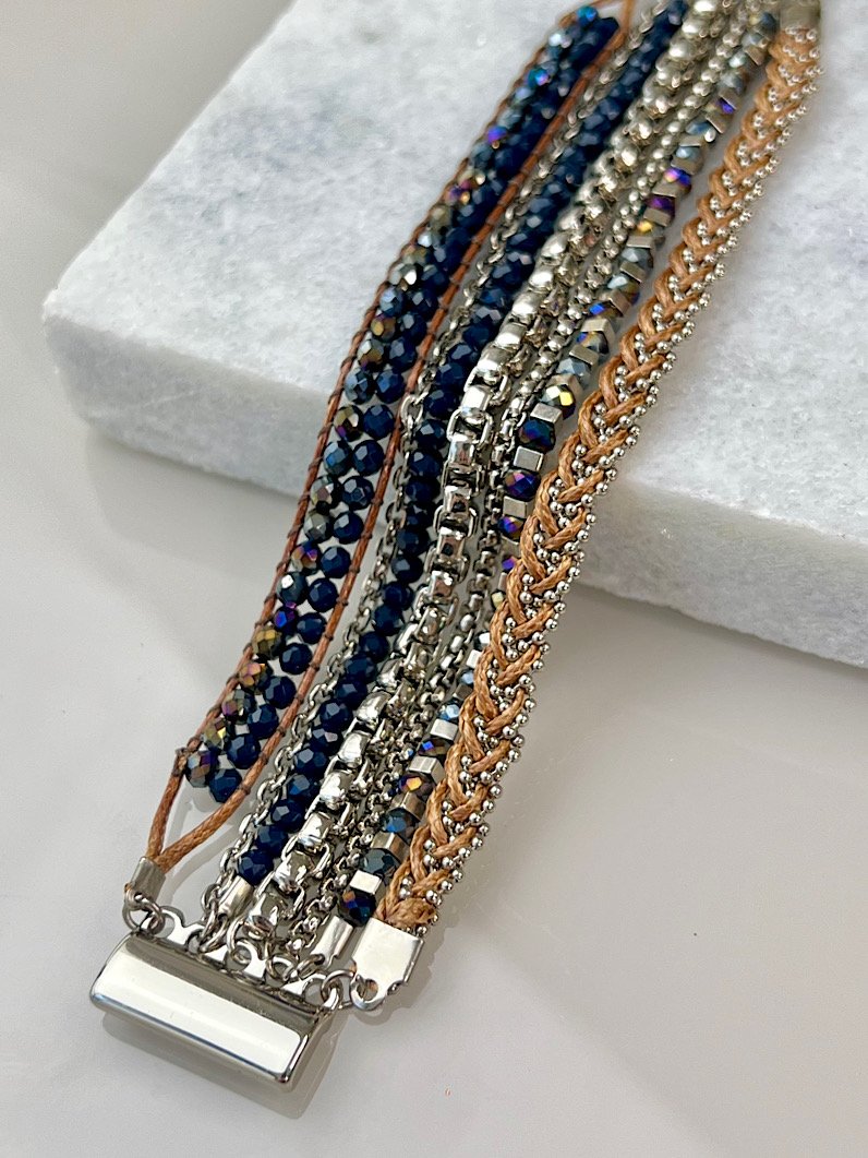 Pulseira Imã Chan Luu Cristais Prata