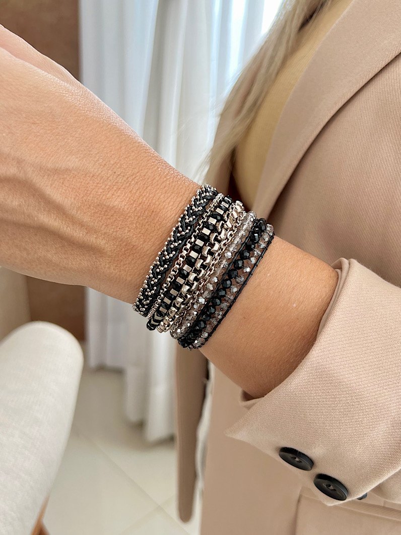 Pulseira Imã Chan Luu Cristais Prata