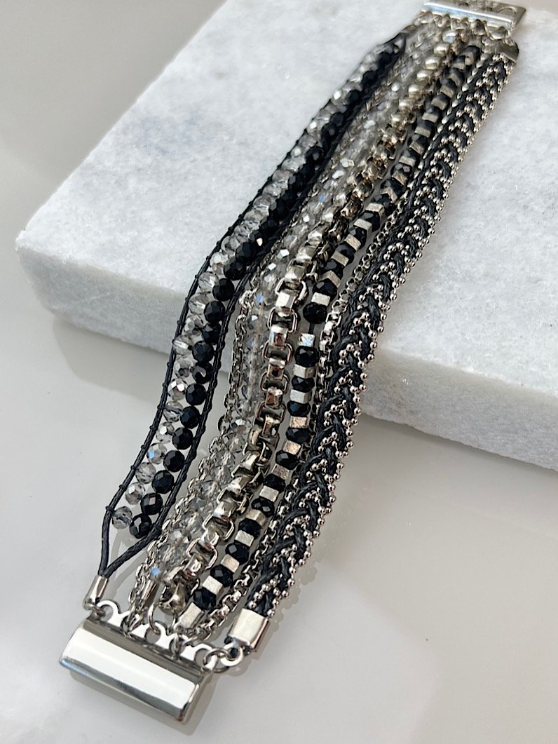 Pulseira Imã Chan Luu Cristais Prata