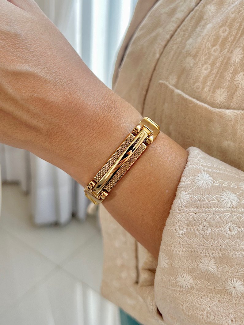 Pulseira Imã Cris Bridão Articulada - Dourado