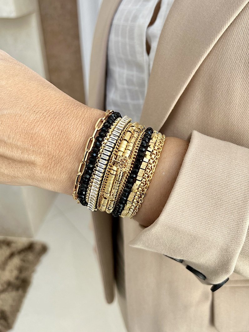 Pulseira Imã Dalva Pingente Árvore da Vida Dourado - Preto