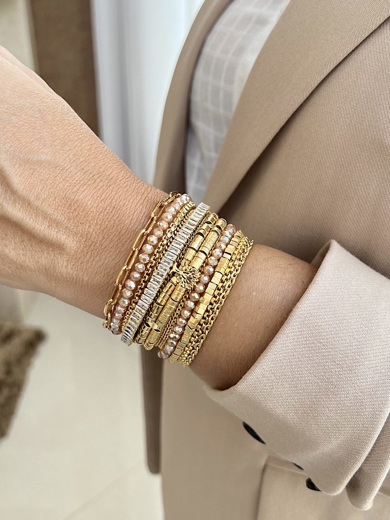 Pulseira Imã Dalva Pingente Árvore da Vida Dourado - Bege