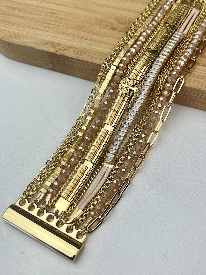 Pulseira Imã Dalva Pingente Árvore da Vida Dourado