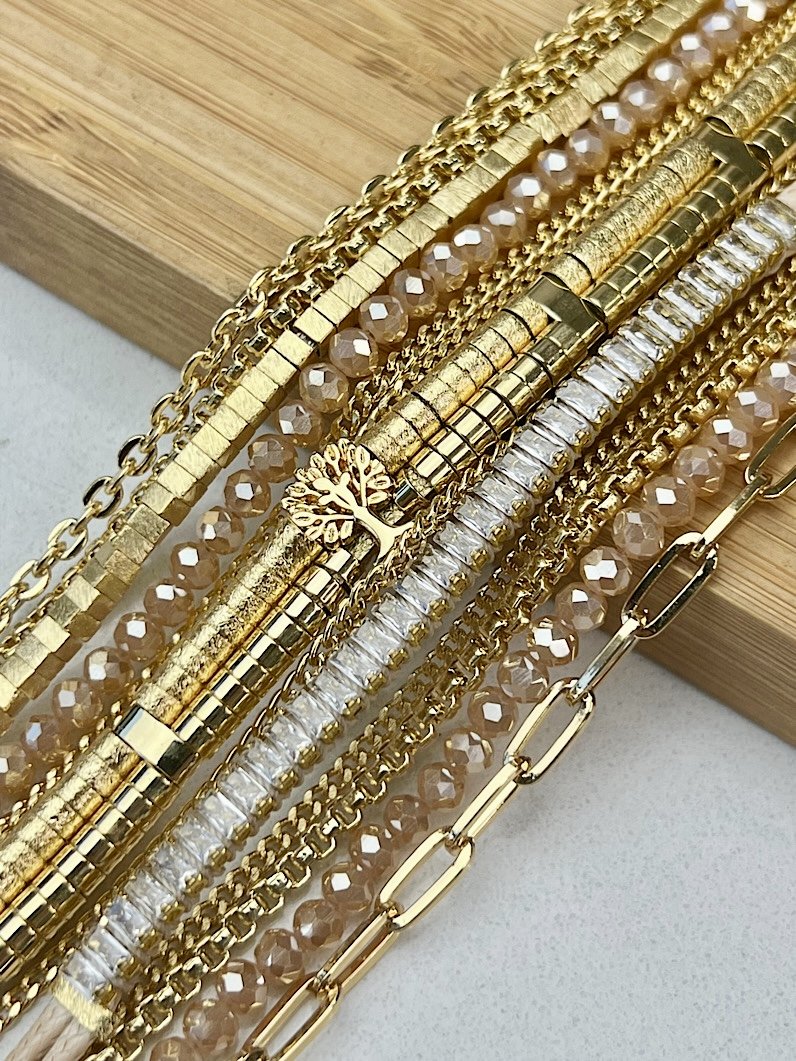 Pulseira Imã Dalva Pingente Árvore da Vida Dourado