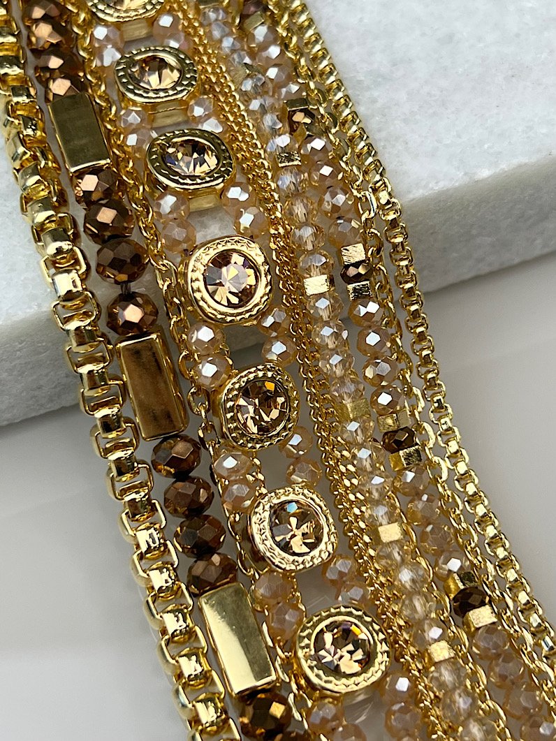 Pulseira Imã Diana de Cristais Dourado