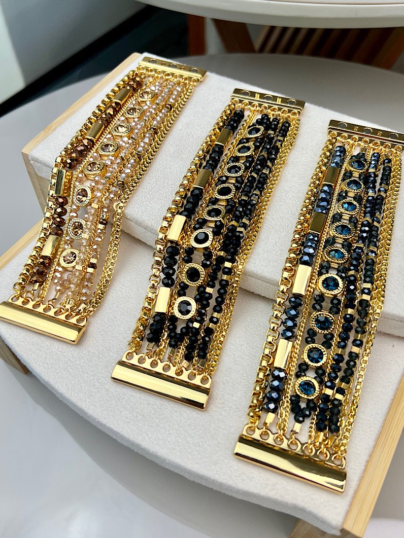 Pulseira Imã Diana de Cristais Dourado