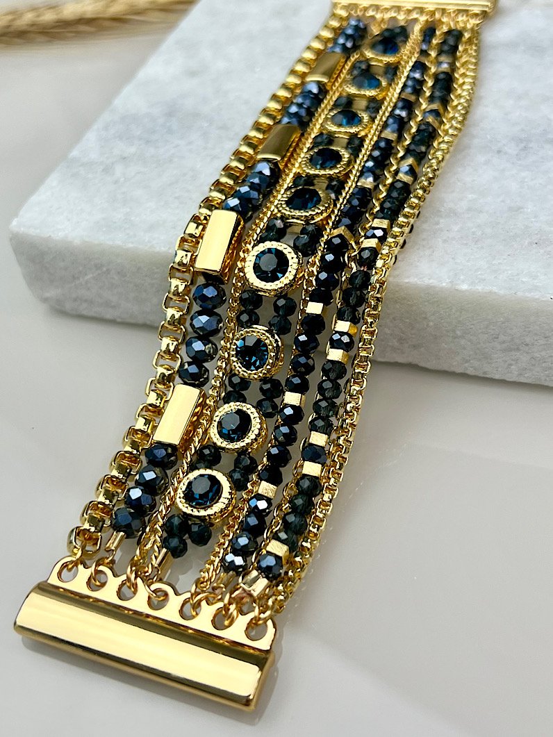 Pulseira Imã Diana de Cristais Dourado