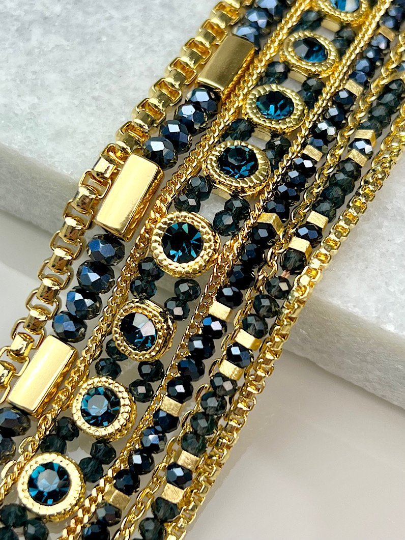 Pulseira Imã Diana de Cristais Dourado