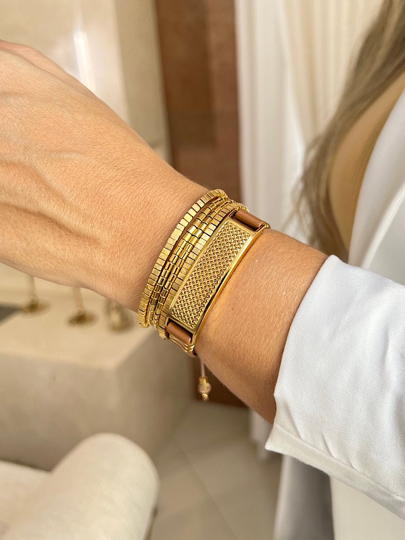 Pulseira Imã Dora de Bridão Tramado Dourado