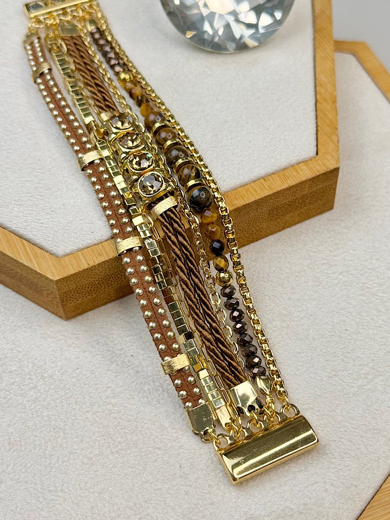 Pulseira Imã Emília Marrom de Olho de Tigre
