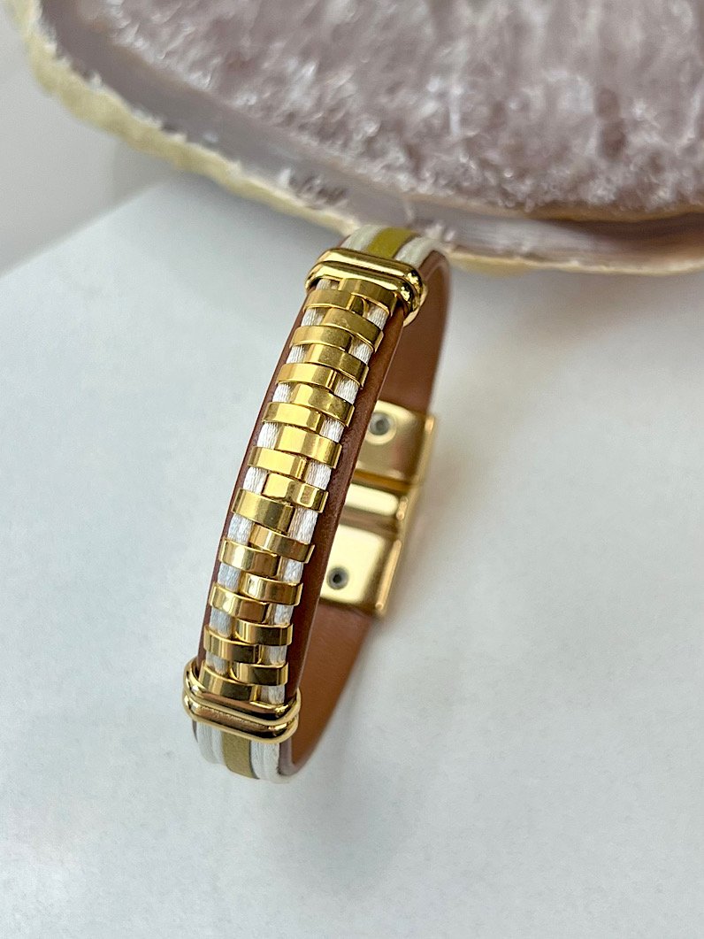 Pulseira Imã Ester Intercalada Dourada