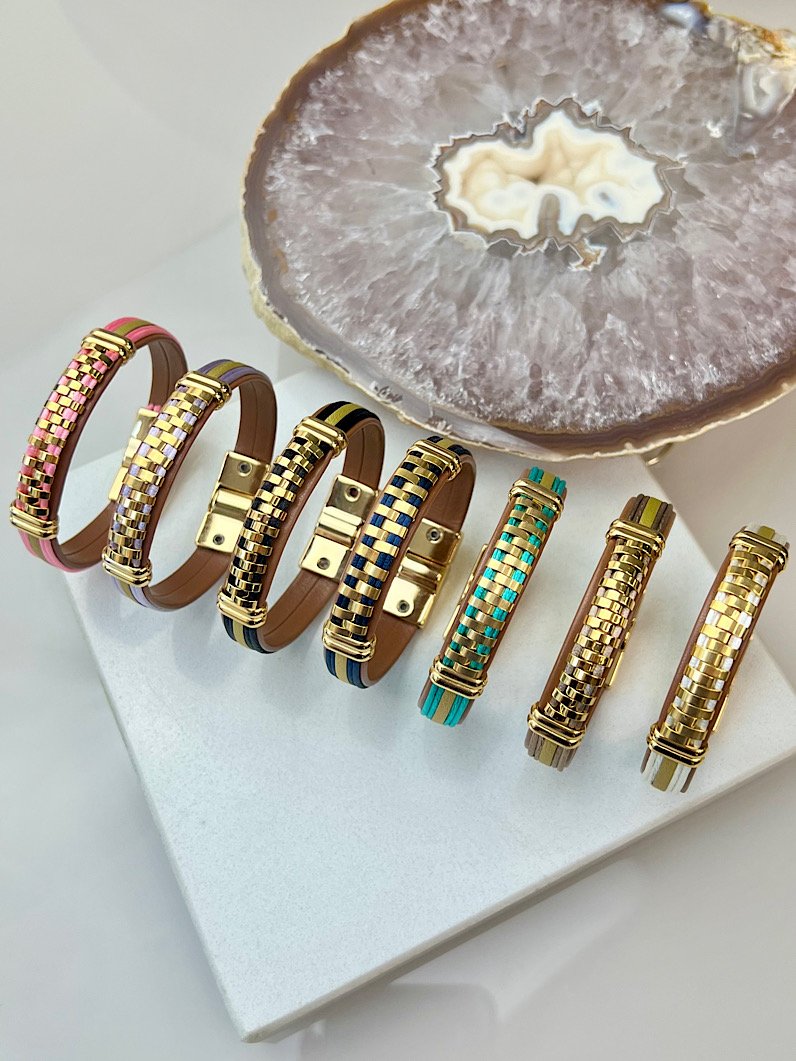 Pulseira Imã Ester Intercalada Dourada