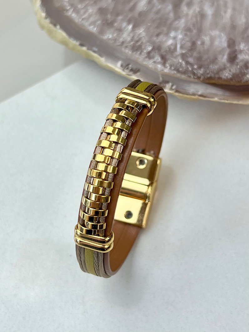 Pulseira Imã Ester Intercalada Dourada