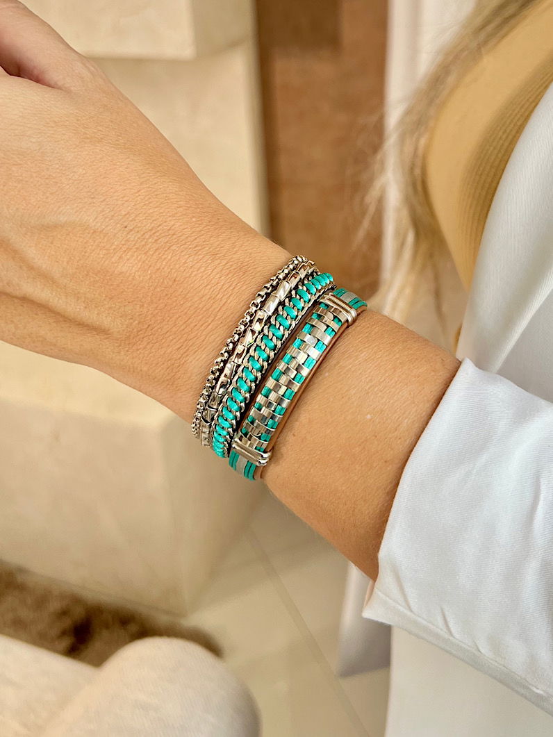 Pulseira Imã Ester Intercalada Prata