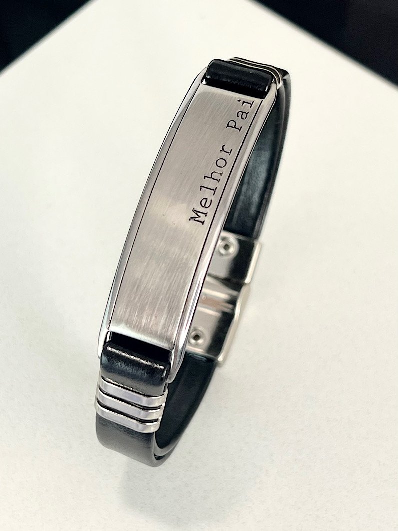 Pulseira Imã Fred Escrita Melhor Pai Prata