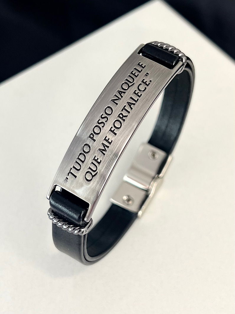 Pulseira Imã Hugo Tudo Posso Naquele que me Fortalece Prata