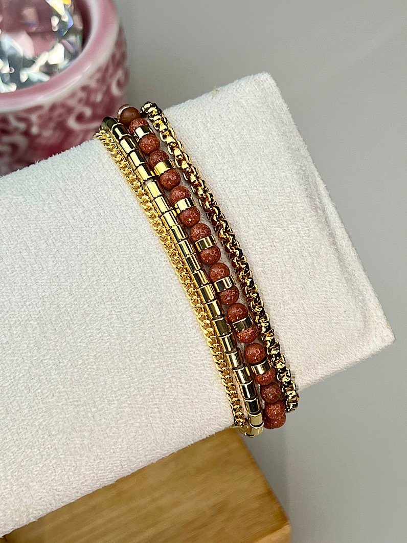 Pulseira Imã Isadora Pedra do Sol Dourada