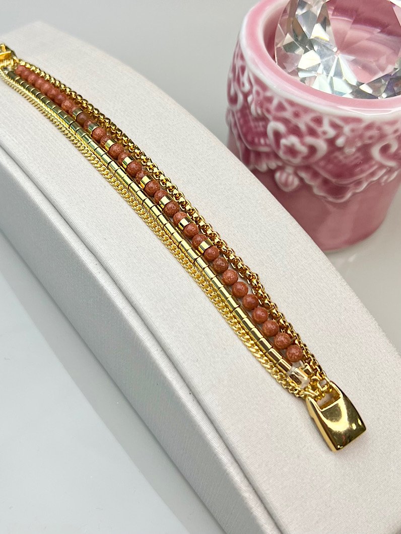 Pulseira Imã Isadora Pedra do Sol Dourada