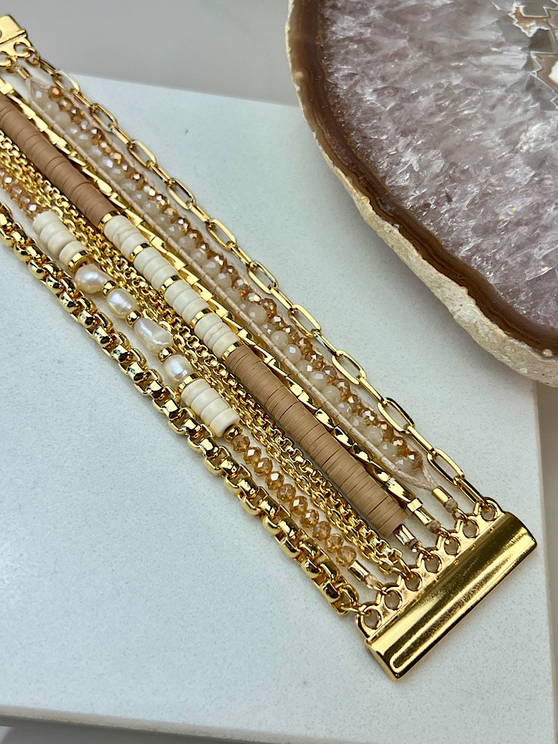Pulseira Imã Jana Pedra Natural Dourado