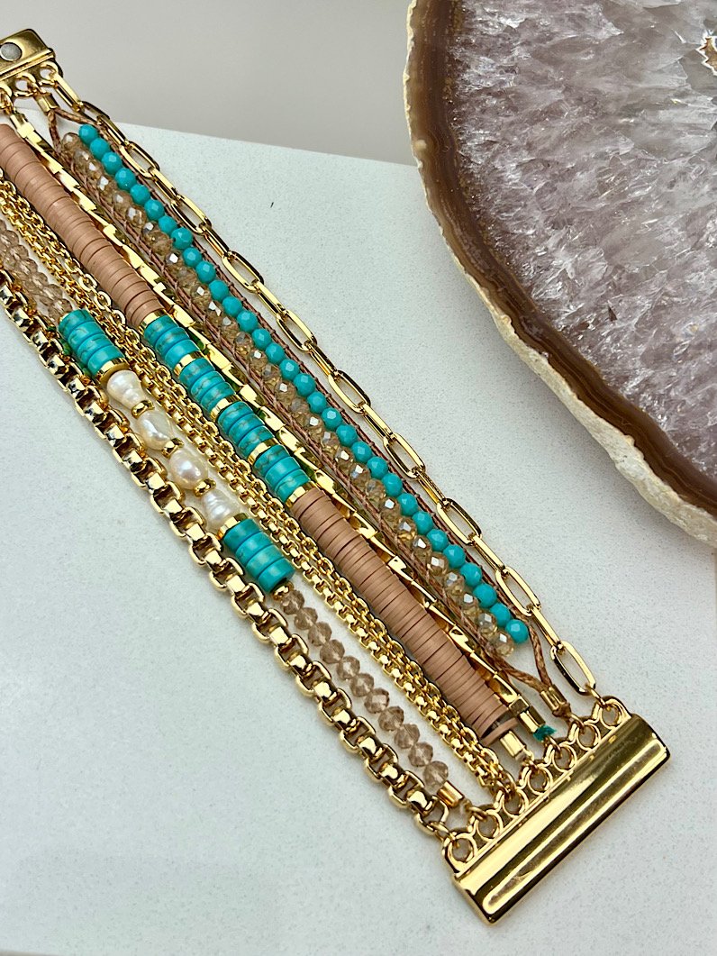 Pulseira Imã Jana Pedra Natural Dourado