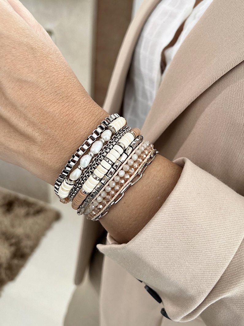 Pulseira Imã Jana Pedra Natural Prata - Branco