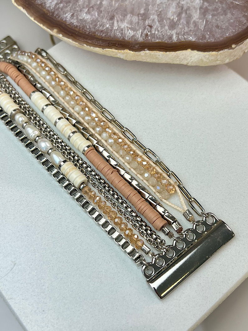 Pulseira Imã Jana Pedra Natural Prata