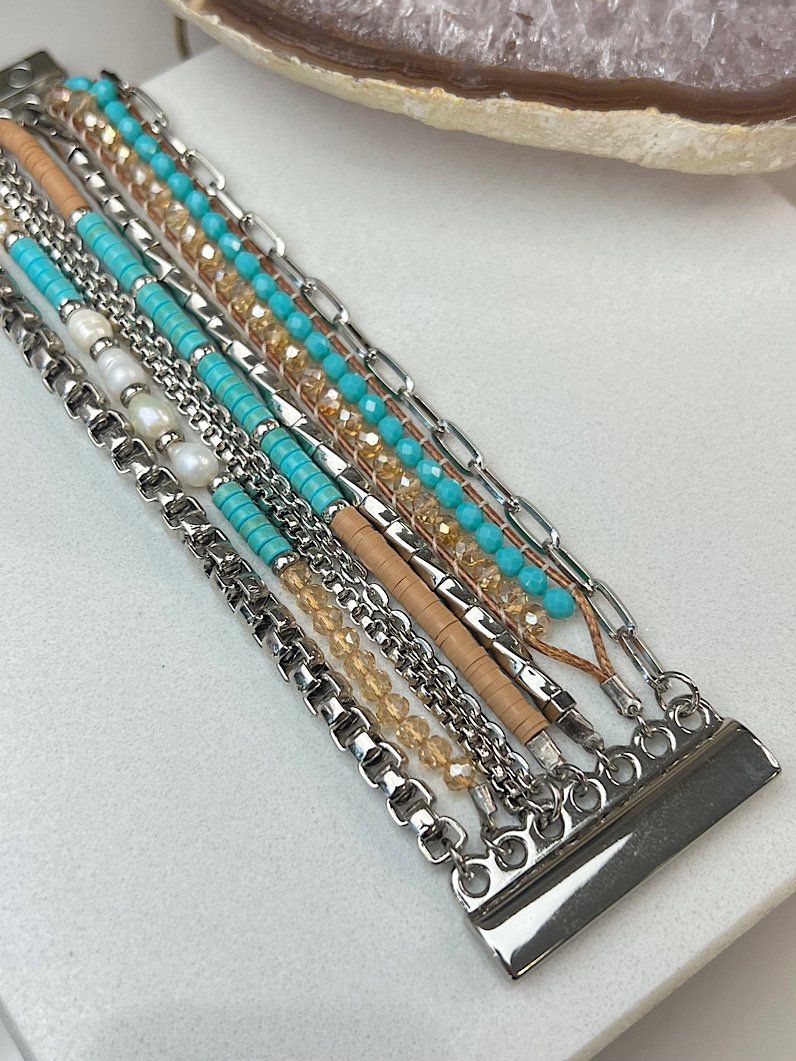 Pulseira Imã Jana Pedra Natural Prata