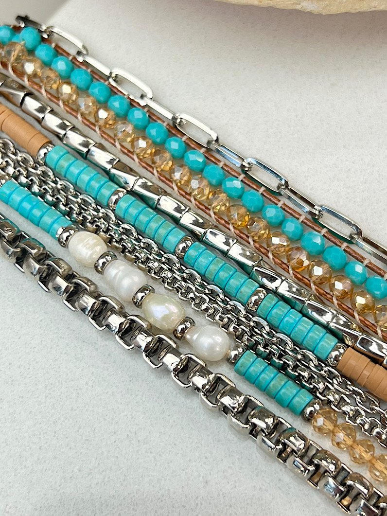 Pulseira Imã Jana Pedra Natural Prata