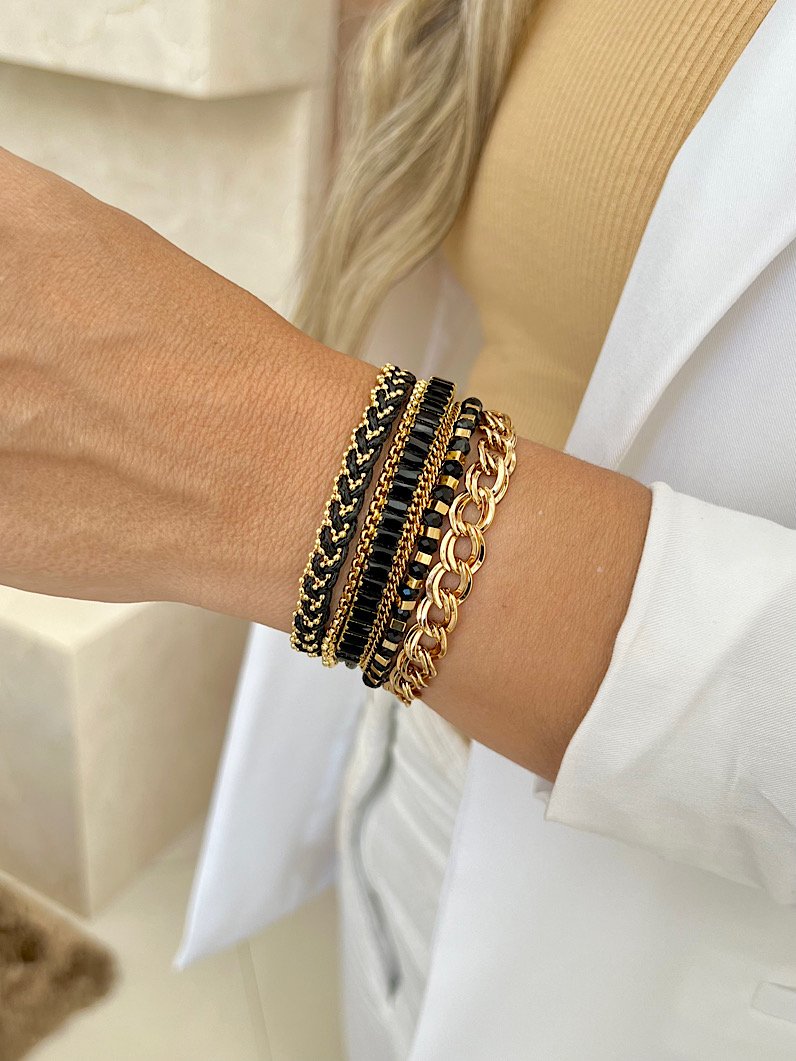 Pulseira Imã Jéssica Zircônia e Cristal Dourado