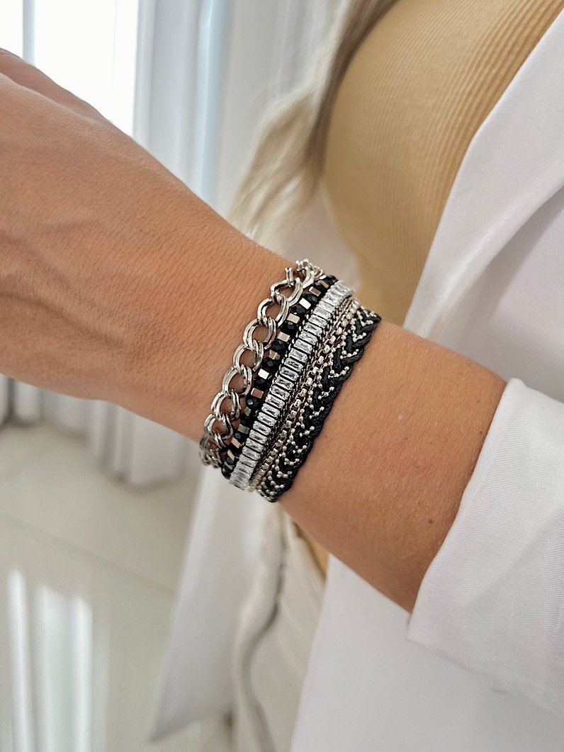 Pulseira Imã Jéssica Zircônia e Cristal Prata