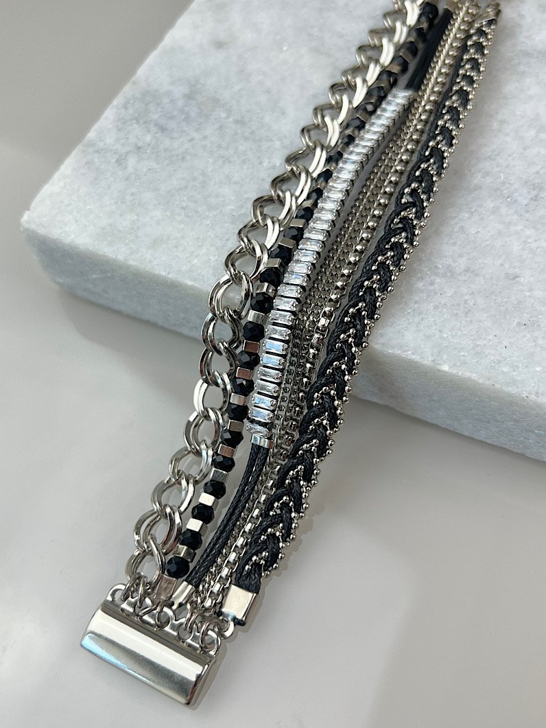 Pulseira Imã Jéssica Zircônia e Cristal Prata