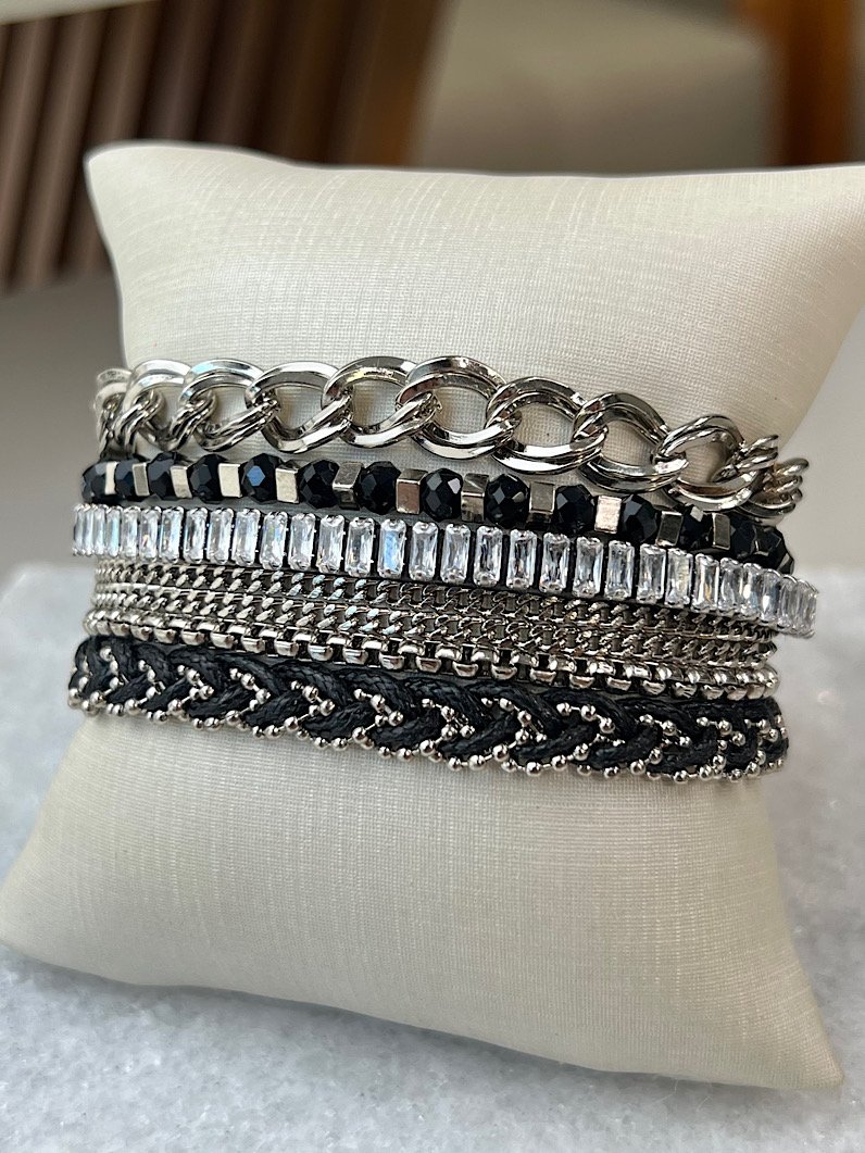 Pulseira Imã Jéssica Zircônia e Cristal Prata