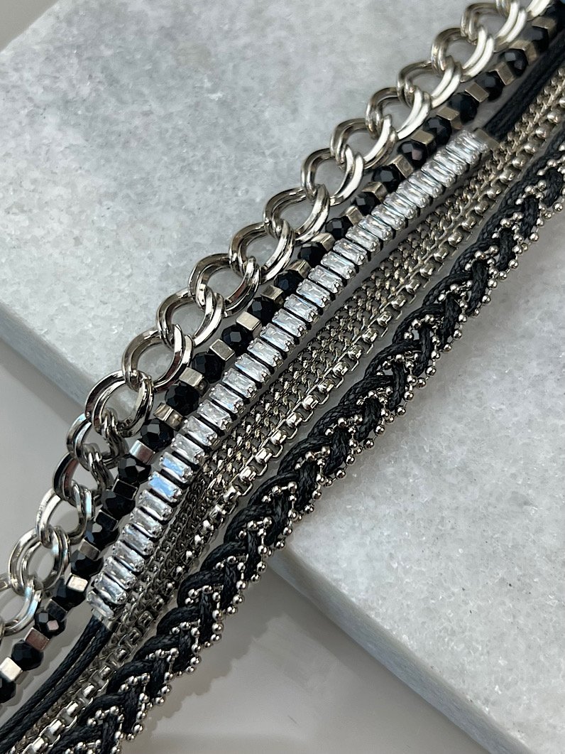 Pulseira Imã Jéssica Zircônia e Cristal Prata