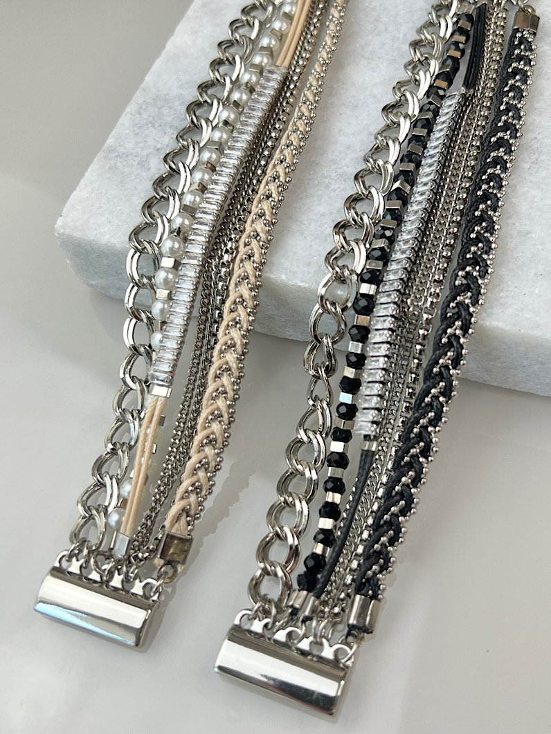 Pulseira Imã Jéssica Zircônia e Cristal Prata