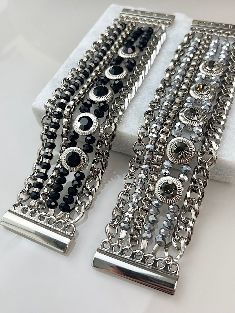 Pulseira Imã Lorena Correntaria e Strass Prata