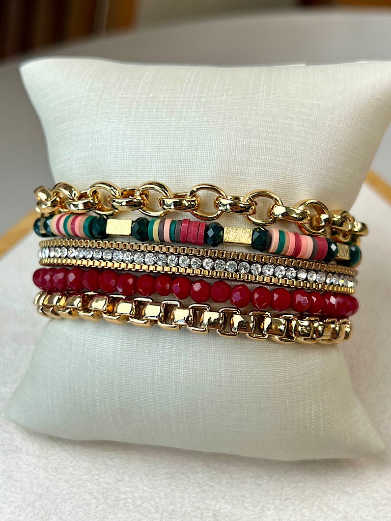 Pulseira Imã Lucy de Strass e Fimos Dourados