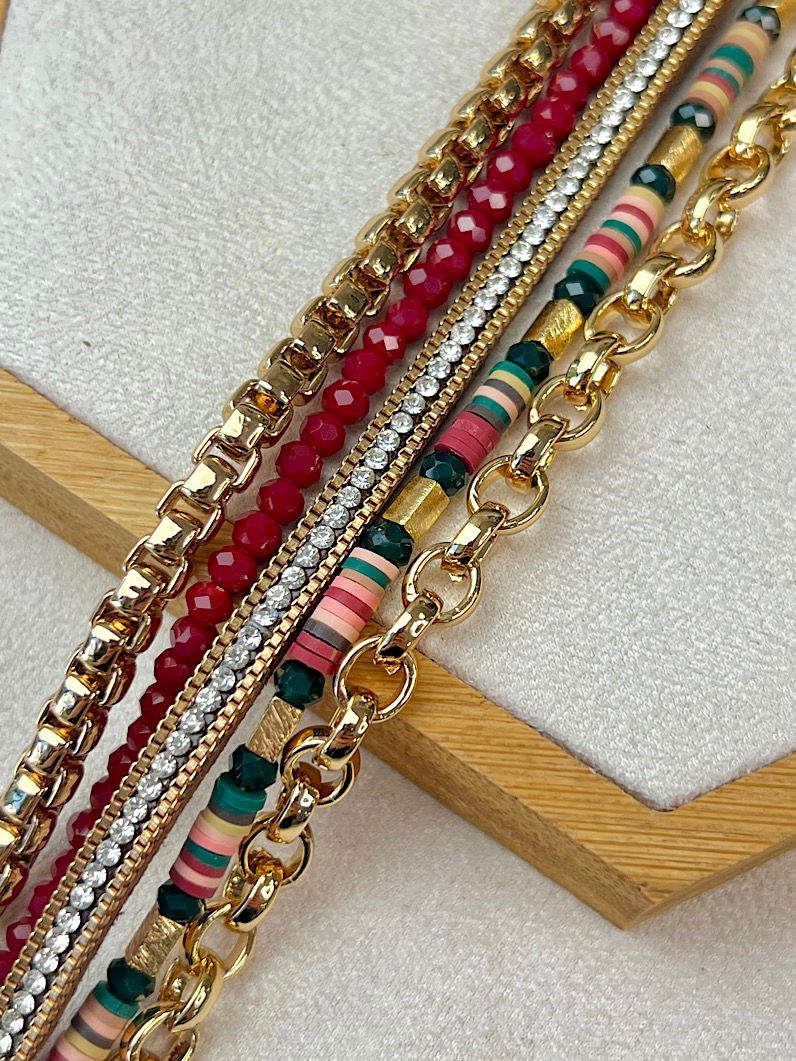 Pulseira Imã Lucy de Strass e Fimos Dourados