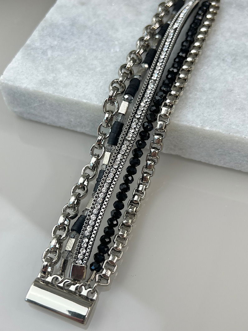 Pulseira Imã Lucy de Strass e Fimos Prata