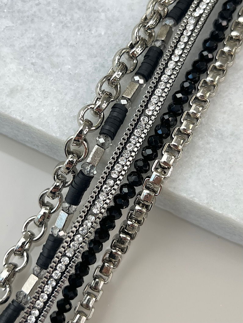 Pulseira Imã Lucy de Strass e Fimos Prata