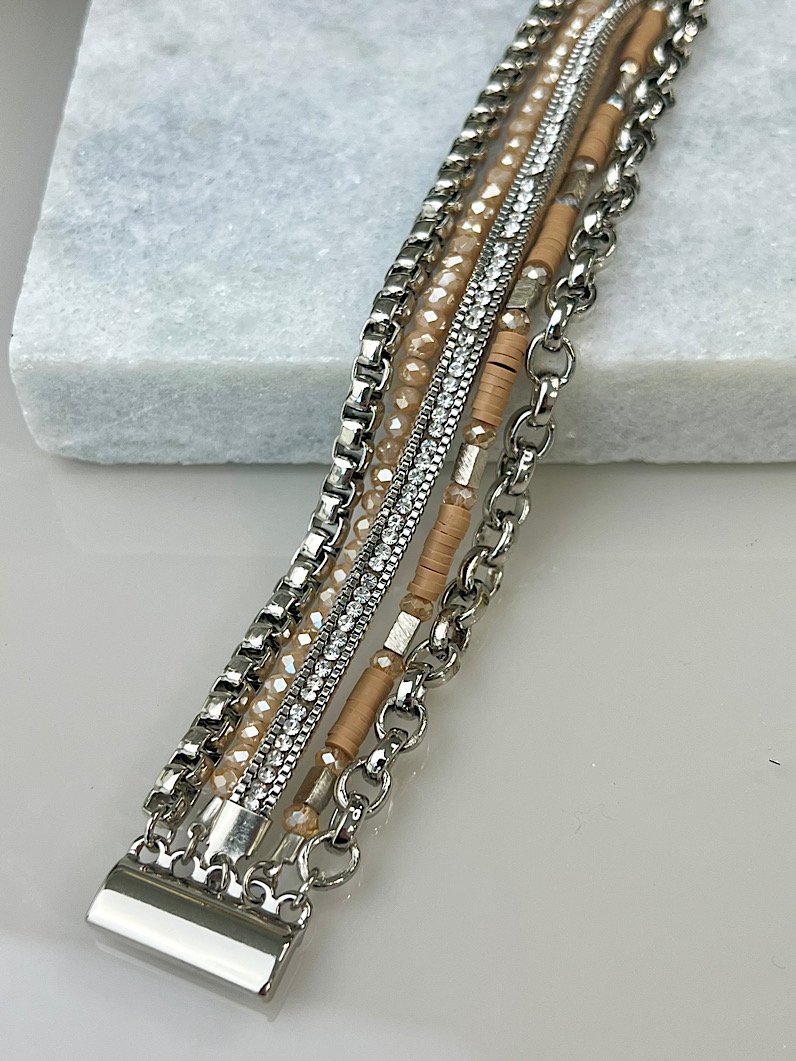 Pulseira Imã Lucy de Strass e Fimos Prata