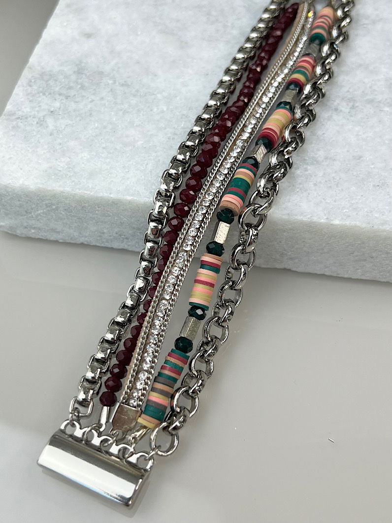 Pulseira Imã Lucy de Strass e Fimos Prata