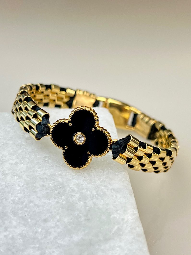 Pulseira Imã Mara de Trevo - Preto