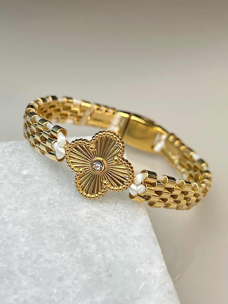 Pulseira Imã Mara de Trevo - Dourado