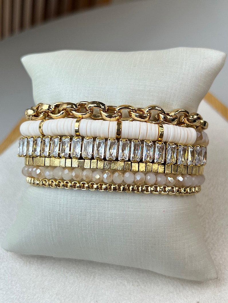 Pulseira Imã Mariana Cristais e Zircônias Douradas