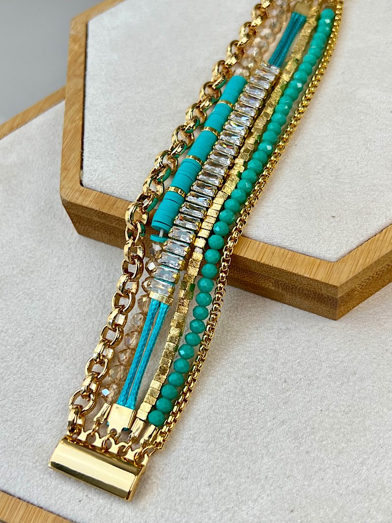 Pulseira Imã Mariana Cristais e Zircônias Douradas