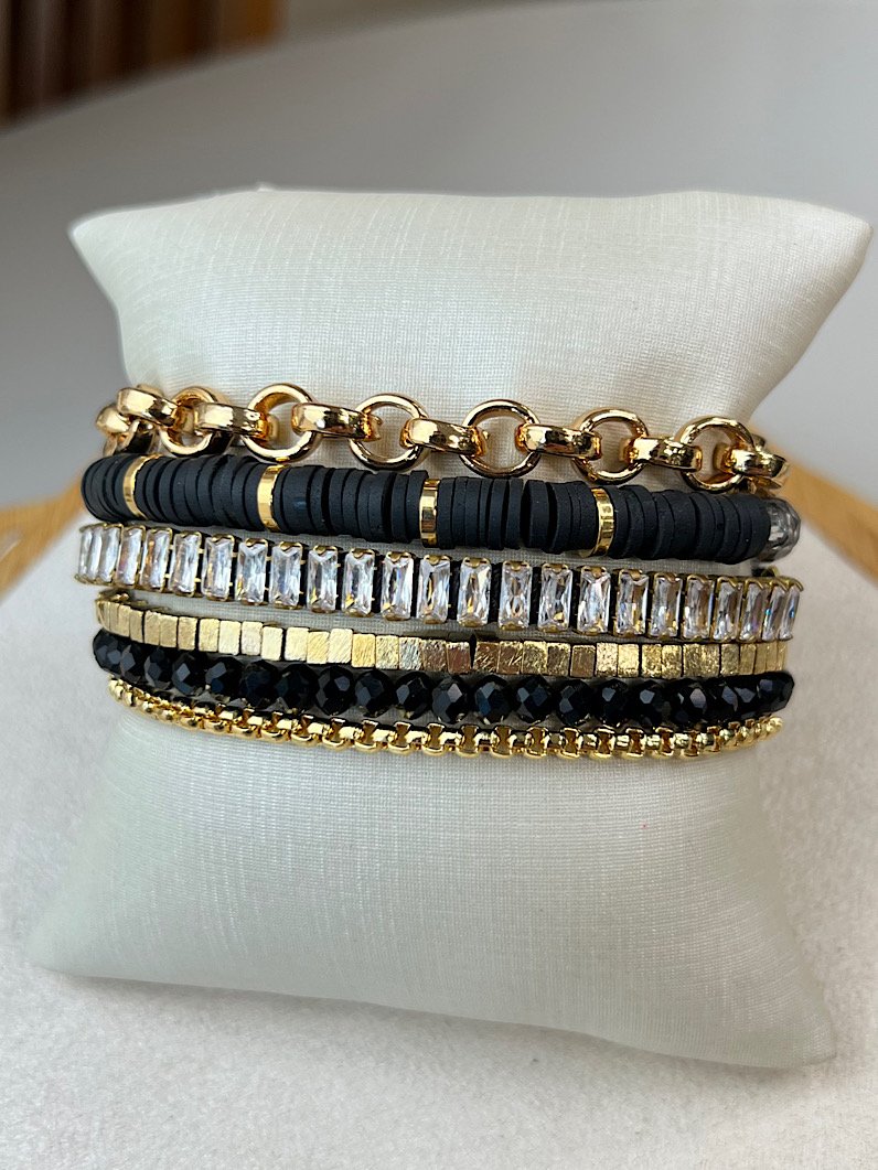 Pulseira Imã Mariana Cristais e Zircônias Douradas