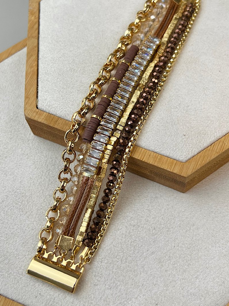 Pulseira Imã Mariana Cristais e Zircônias Douradas