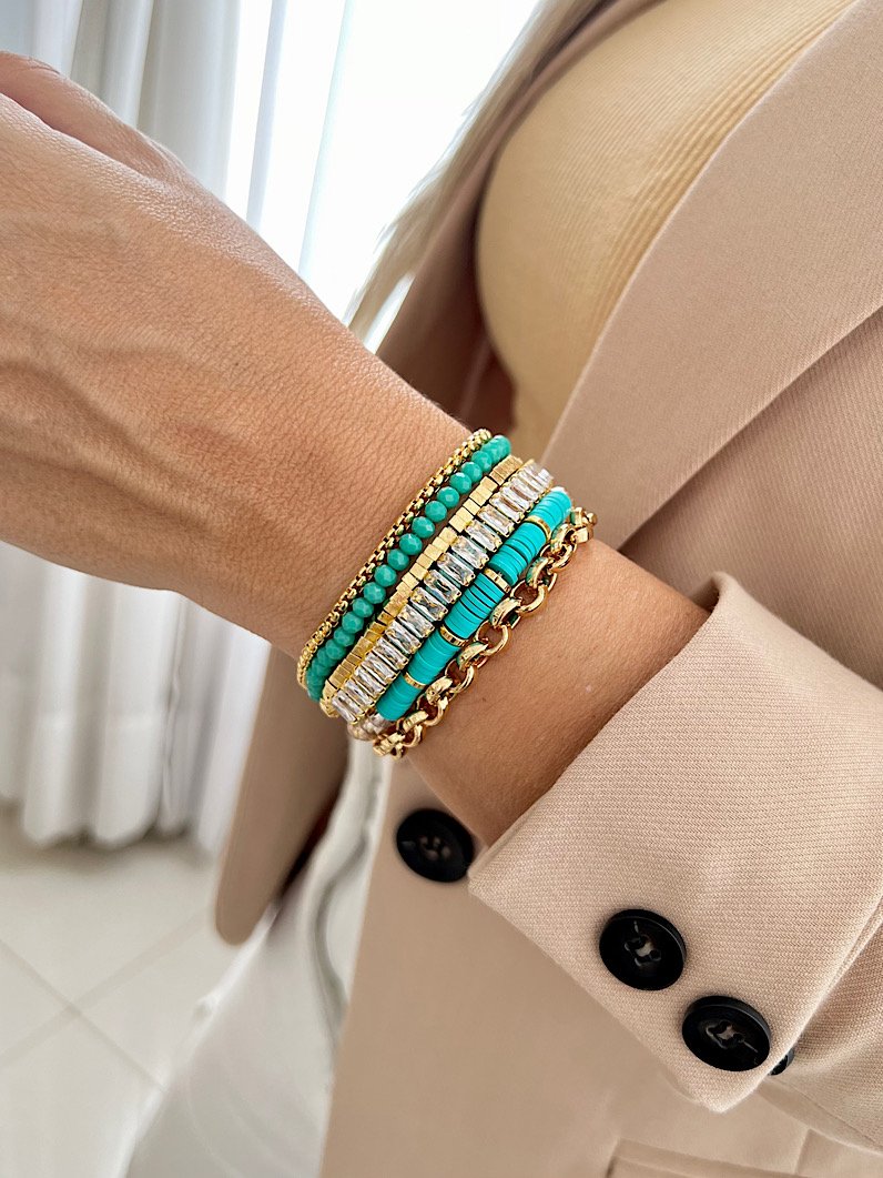 Pulseira Imã Mariana Cristais e Zircônias Douradas