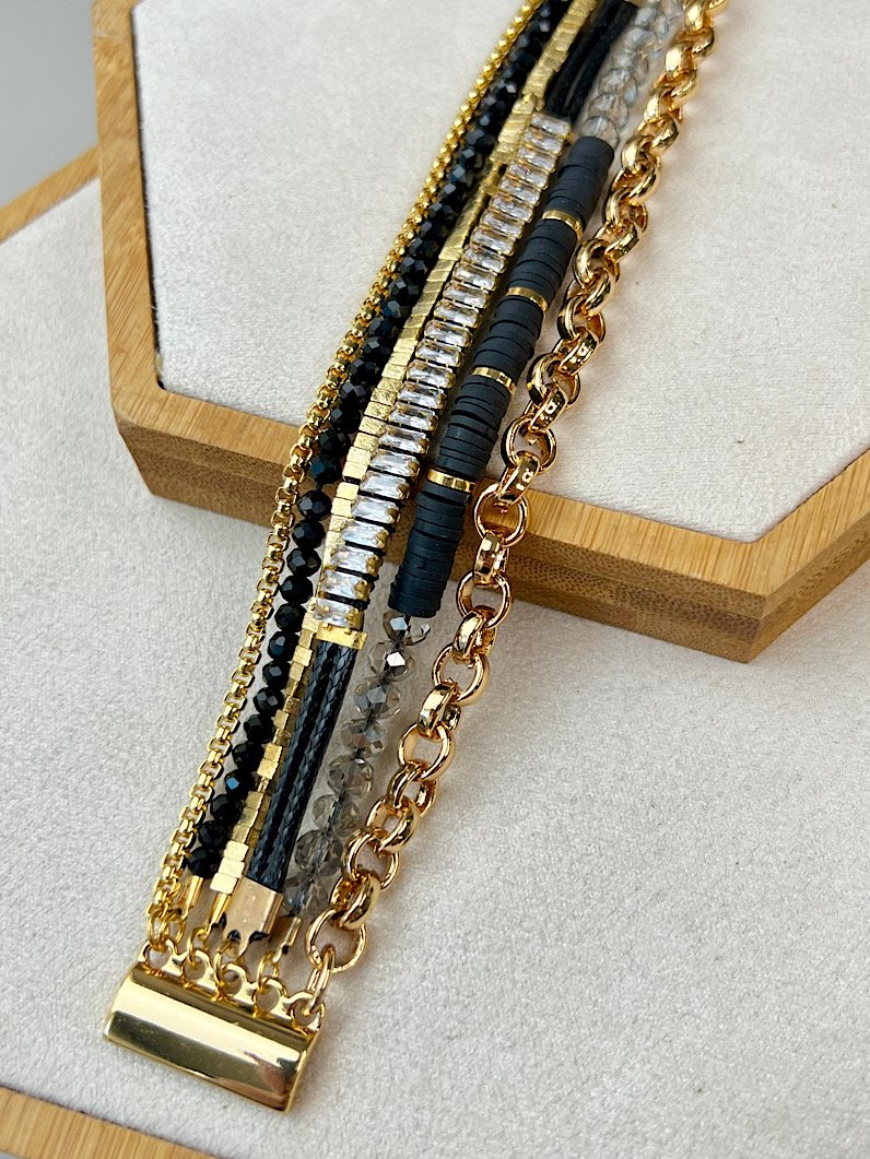 Pulseira Imã Mariana Cristais e Zircônias Douradas